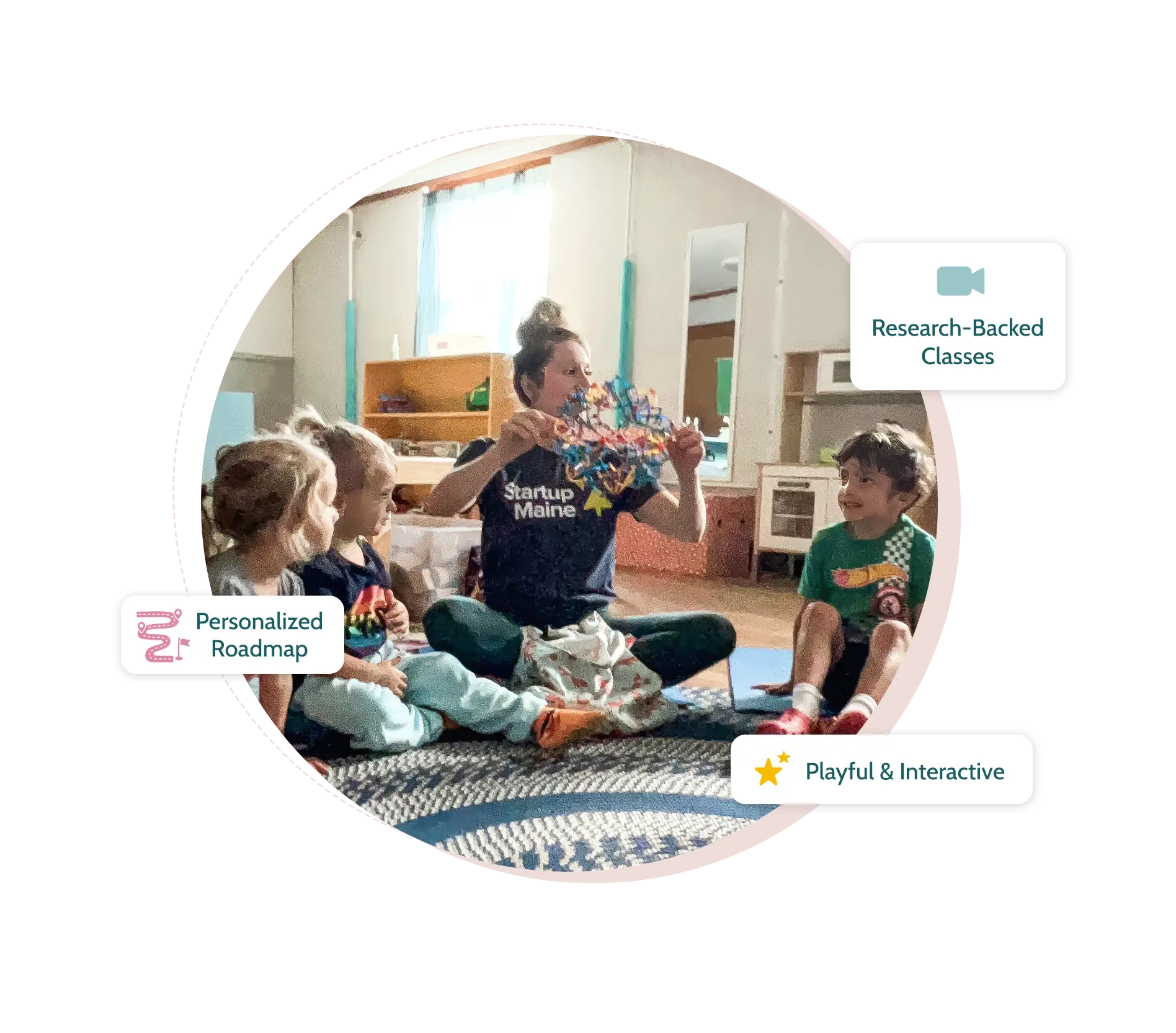 hero-family-reset Julie shows a couple of small children how to regulate their breathing